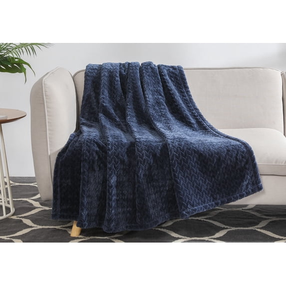 Better Homes & Gardens Velvet Plush Throw Blanket, Indigo Blue , Oversized Throw