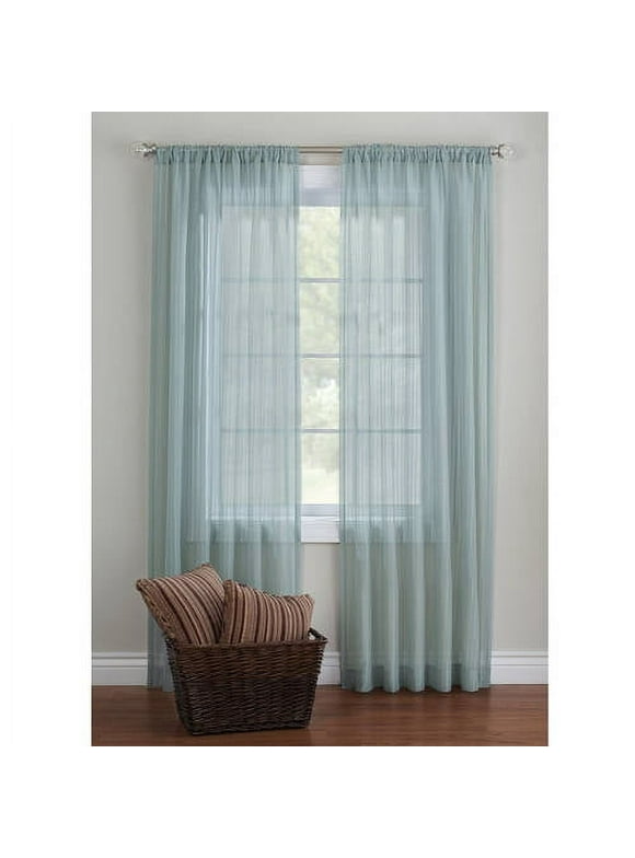 Better Homes & Gardens Vertical Stripe Rod Pocket Sheer Curtain Panel, 52" x 84", Green