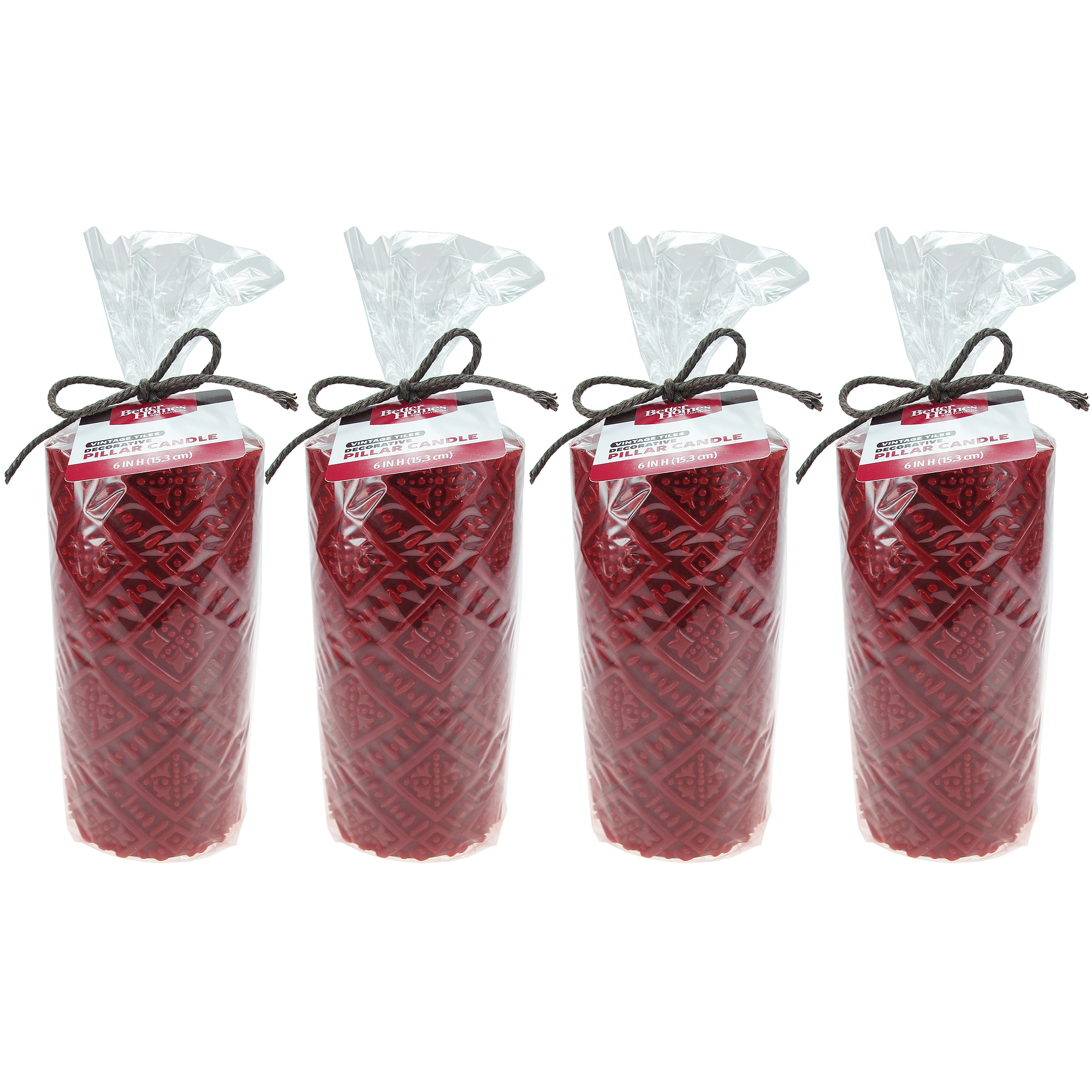 Better Homes & Gardens Vintage Tile Decorative Pillar Candle, Set of 4