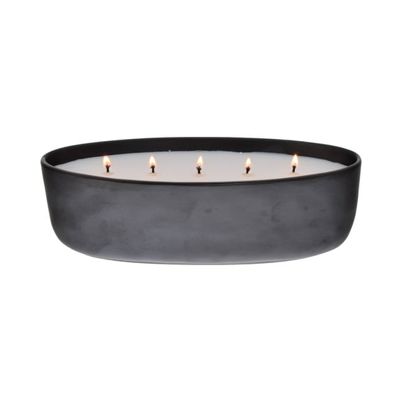 Better Homes and Gardens 5-Wick 40.5 oz Ceramic Candle, Warm Leather & Amber, Black