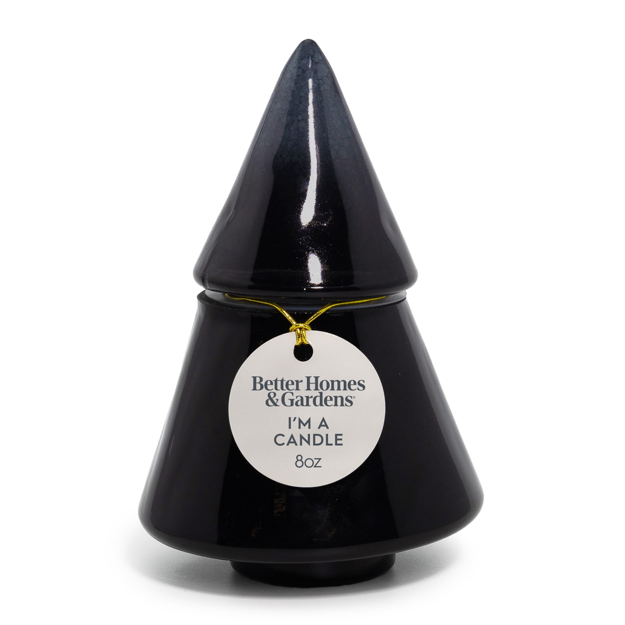 Better Homes & Gardens 1-Wick Artisanal Style Glass Christmas Tree Candle, Warm Leathered Amber, 8 oz