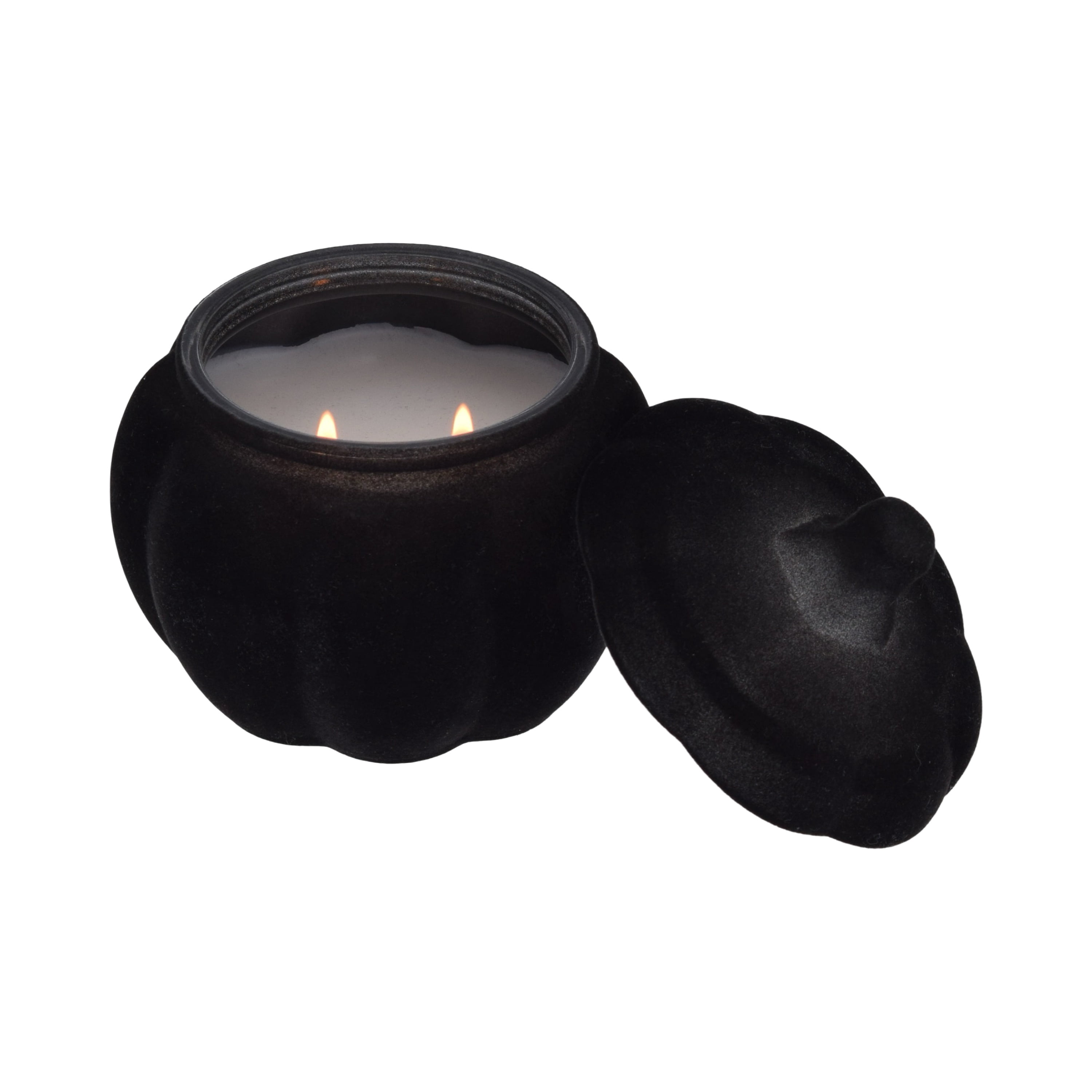 Better Homes & Gardens Warm Leathered Amber Scented 2-Wick 10oz (284.3 g) Medium Flocked Pumpkin Jar Candle
