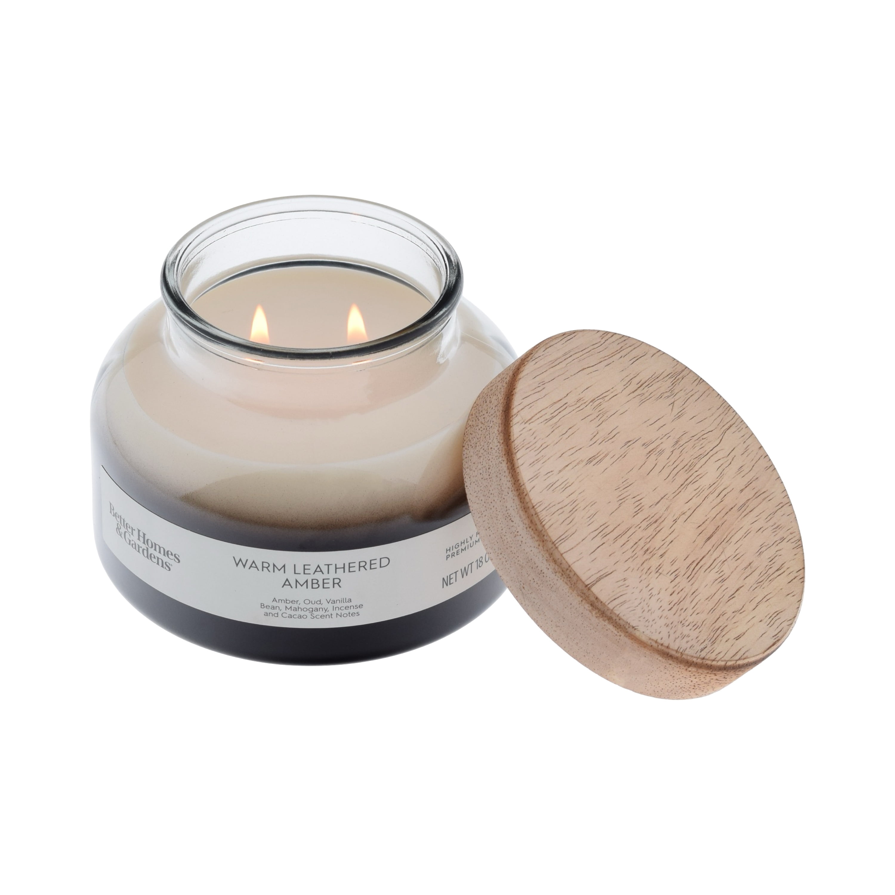 Better Homes and Gardens Warm Leathered Amber Scented 2-Wick Ombre Jar Candle 18oz.