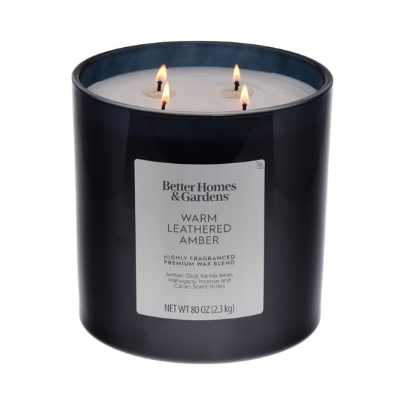 Better Homes & Gardens Warm Leathered Amber Scented 4-Wick 80oz (2.26 kg) Oversized Jar Candle
