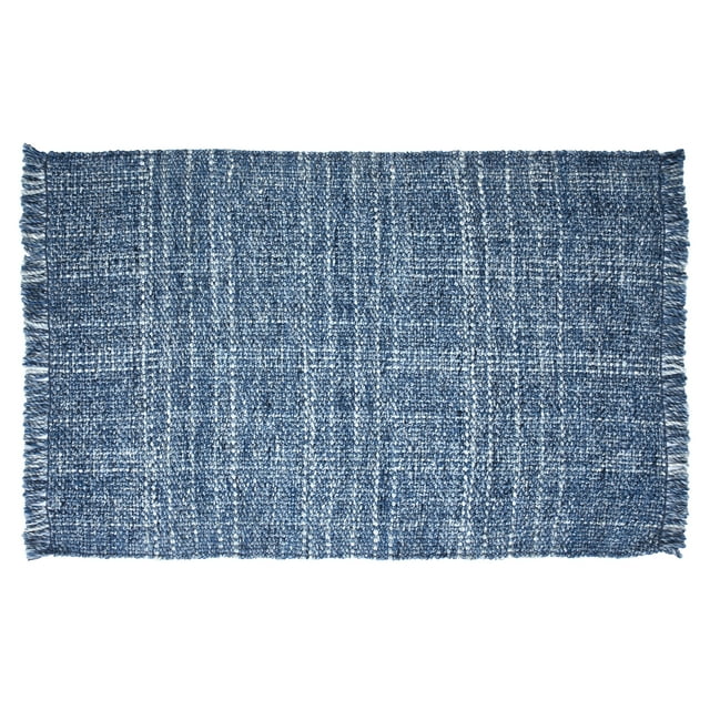 Better Homes & Gardens Washed Indigo Blue Handwoven Plaid Wool Scatter ...