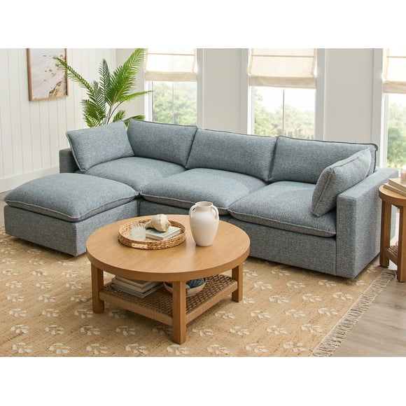 Better Homes & Gardens Weston 107.5" Cloud Modular Sectional Sofa, Heathered Blue