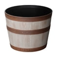 thumbnail image 1 of Better Homes & Gardens Whiskey Barrel Round Recycled Resin Planter, Light Brown, 12.9 in x 12.9 in x 10 in, 1 of 8