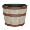 thumbnail interactive-video image 1 of Better Homes & Gardens 12.9" x 12.9" x 10" Whiskey Barrel Light Brown 100% Recycled Resin Planter, 1 of 9