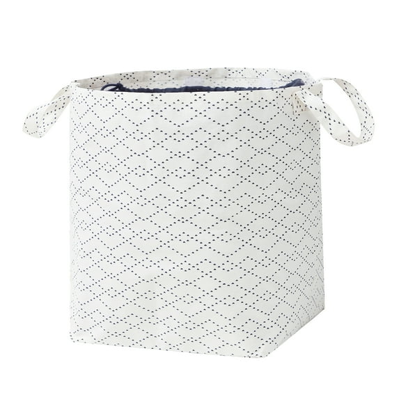 Better Homes & Gardens White/Black Lattice Drawstring Laundry Tote, 16" x 20", Adult