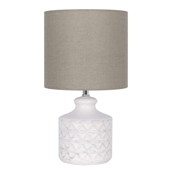 Better Homes & Gardens White Ceramic Table Lamp with Diamond Pattern, 15 in