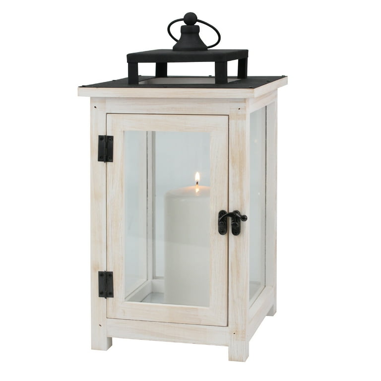 Better Homes & Gardens, Wood and Metal Lantern White Better Homes & Gardens, Wood and Metal Lantern White