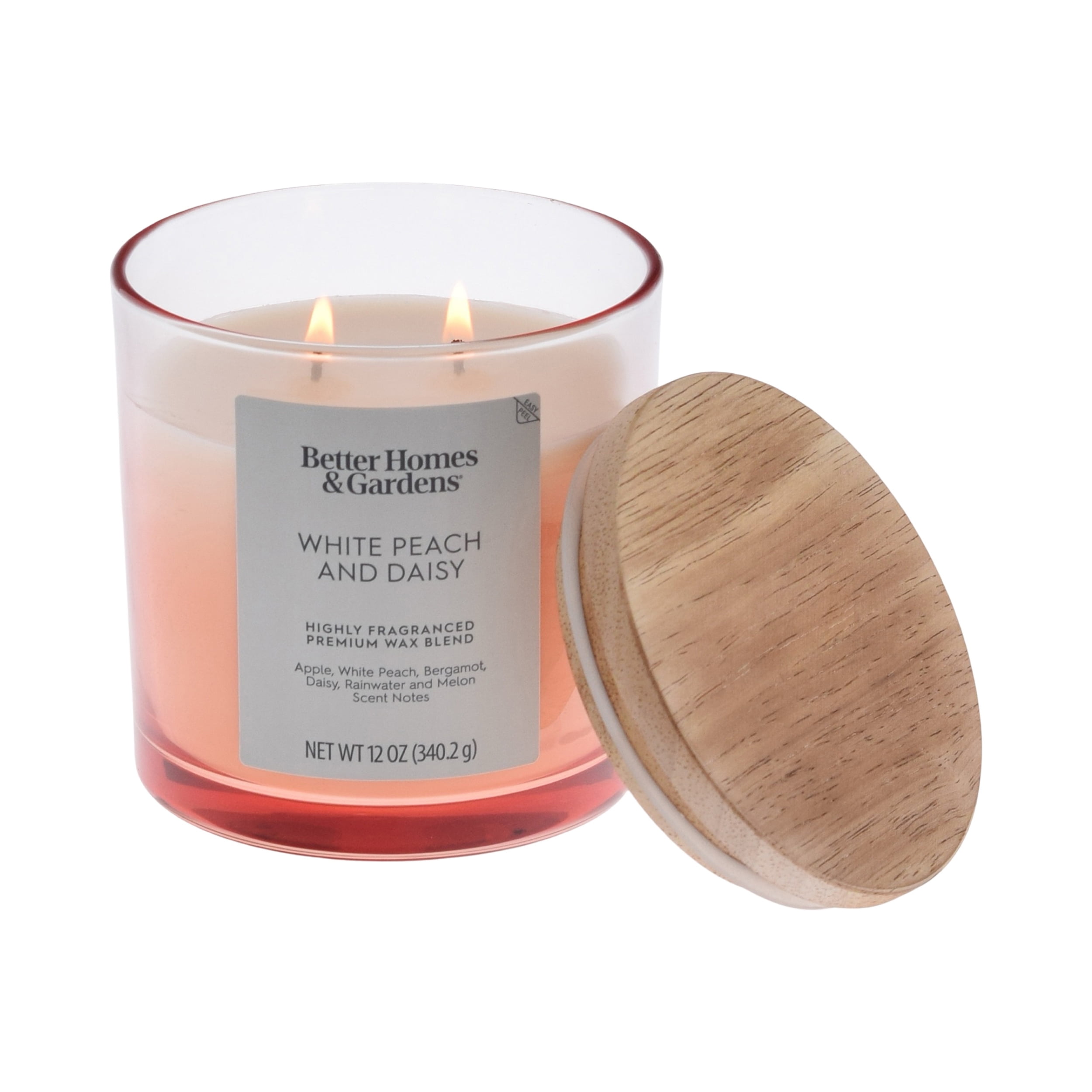 Better Homes & Gardens White Peach and Daisy Scented 2-Wick Ombre Jar Candle 12oz