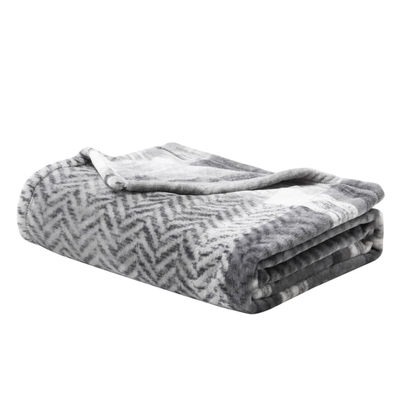 Better Homes & Gardens Oversized Velvet Plush Throw-Blanket, 50" X 72", Gray Plaid