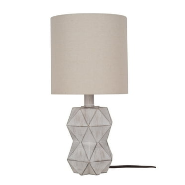 Better Homes & Gardens White Wash Faceted Faux Wood Table Lamp, 15.75"H