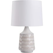 Better Homes & Gardens White and Beige Etched Ceramic Table Lamp with Shade, 17 in H