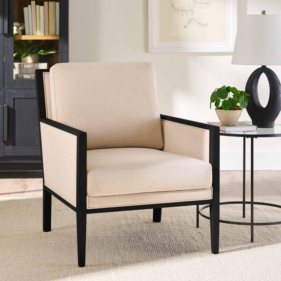Better Homes & Gardens Windsor Linen Accent Chair, Espresso Wood