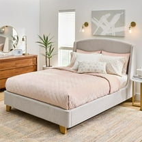 Better Homes & Gardens Windsor Platform Bed with Wingback Headboard, Queen, Wheat Boucle
