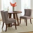thumbnail interactive-video image 1 of Better Homes & Gardens Windsor Upholstered Wingback Dining Chair 2 Pack, Truffle Brown and Walnut, 1 of 9