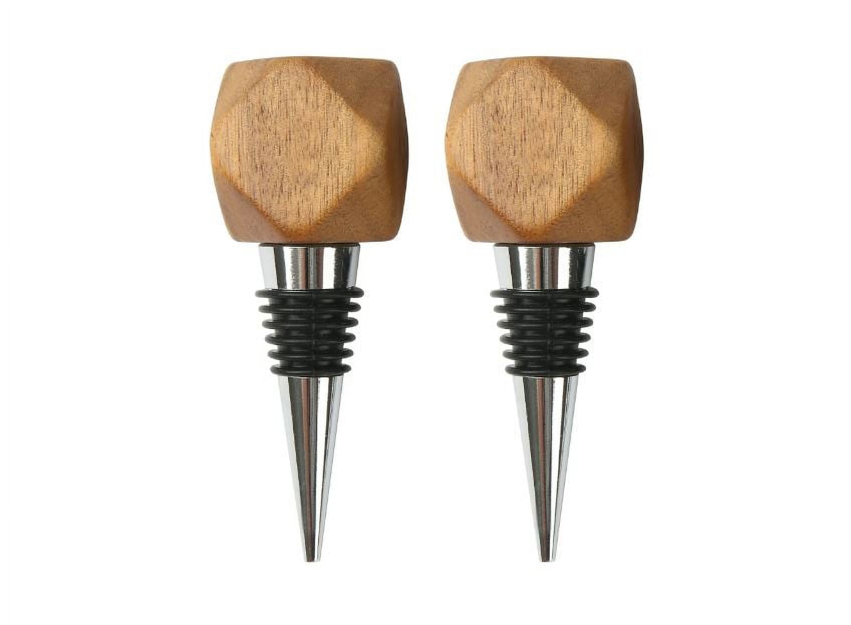 Better Homes & Gardens Wine Bottle Stopper with Hexagonal Acacia Wooden Knob and Nickel Plated Aluminum finish