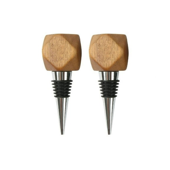 Better Homes & Gardens Wine Bottle Stopper with Hexagonal Acacia Wooden Knob and Nickel Plated Aluminum finish