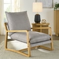 thumbnail interactive-video image 1 of Better Homes & Gardens Wooden Ezra Sling Accent Chair, Gray Linen, 1 of 15