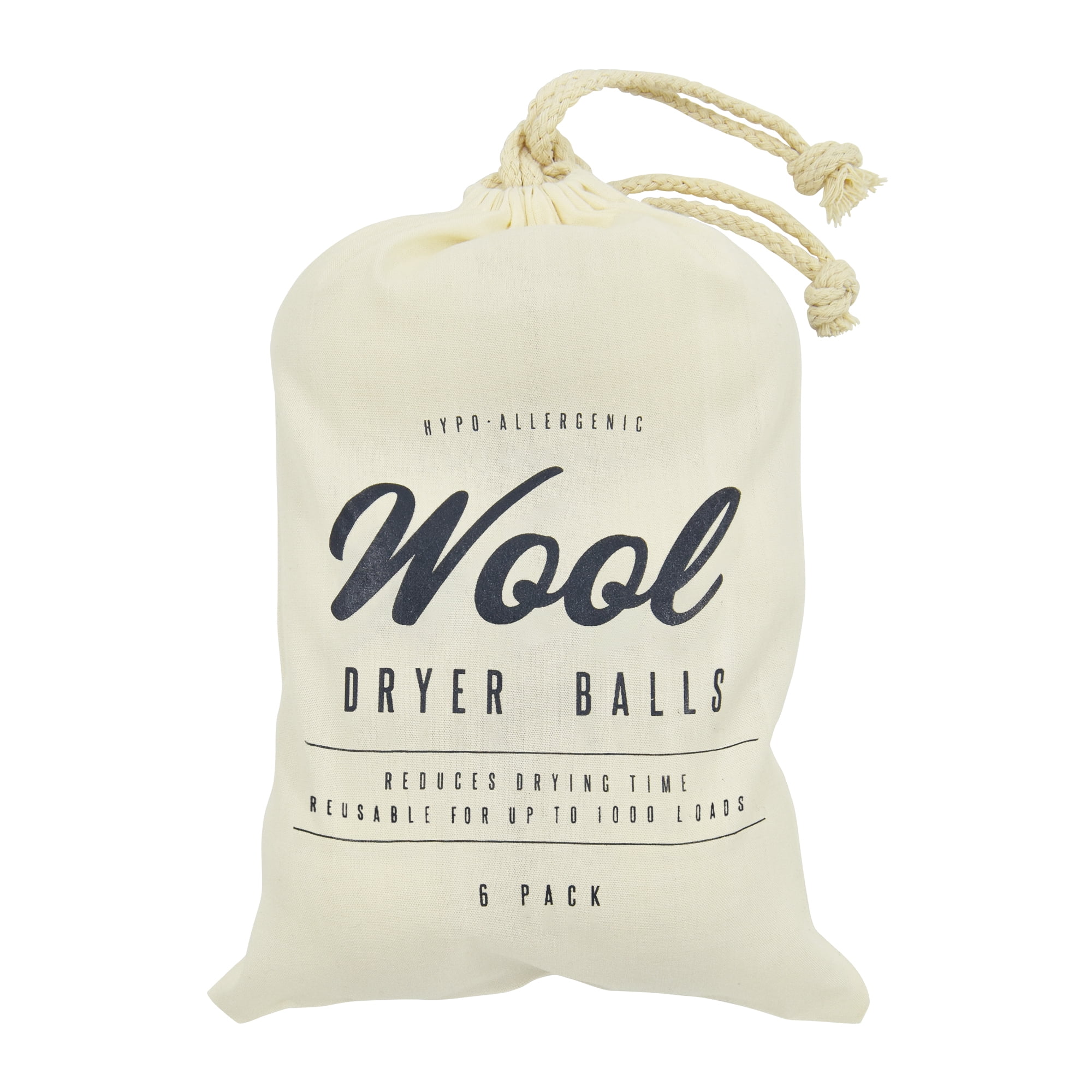 Better Homes & Gardens Wool Dryer Balls, Natural, High-Quality New Zealand Wool, 6‑Count