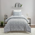 thumbnail image 1 of Better Homes & Gardens Woven Damask 2-Piece Comforter Set, Blue/Silver, T/TXL, All Ages, 1 of 6