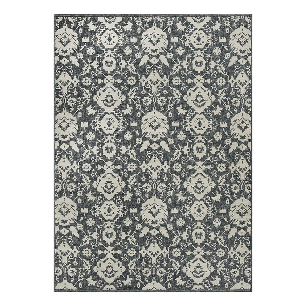 Better Homes & Gardens Reversible Outdoor Rug, Persian & Striped, 7 ft x 10 ft, Dark Gray