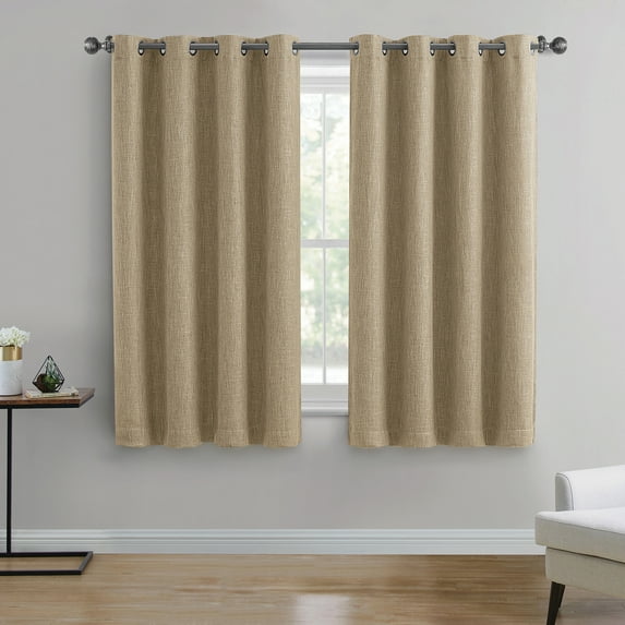 Better Homes & Gardens Woven Textured Grommet Blackout Curtain Panel, 1-Piece, Beige, 50" W x 63" L