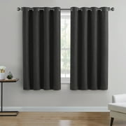 Better Homes & Gardens Solid Woven Textured Grommet Blackout Curtain Panel, 1-Piece, Black, 50" W x 63" L