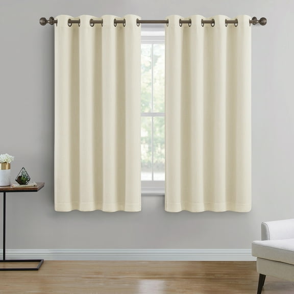 Better Homes & Gardens Woven Textured Grommet Blackout Curtain Panel, 1-Piece, Ivory, 50" W x 63" L