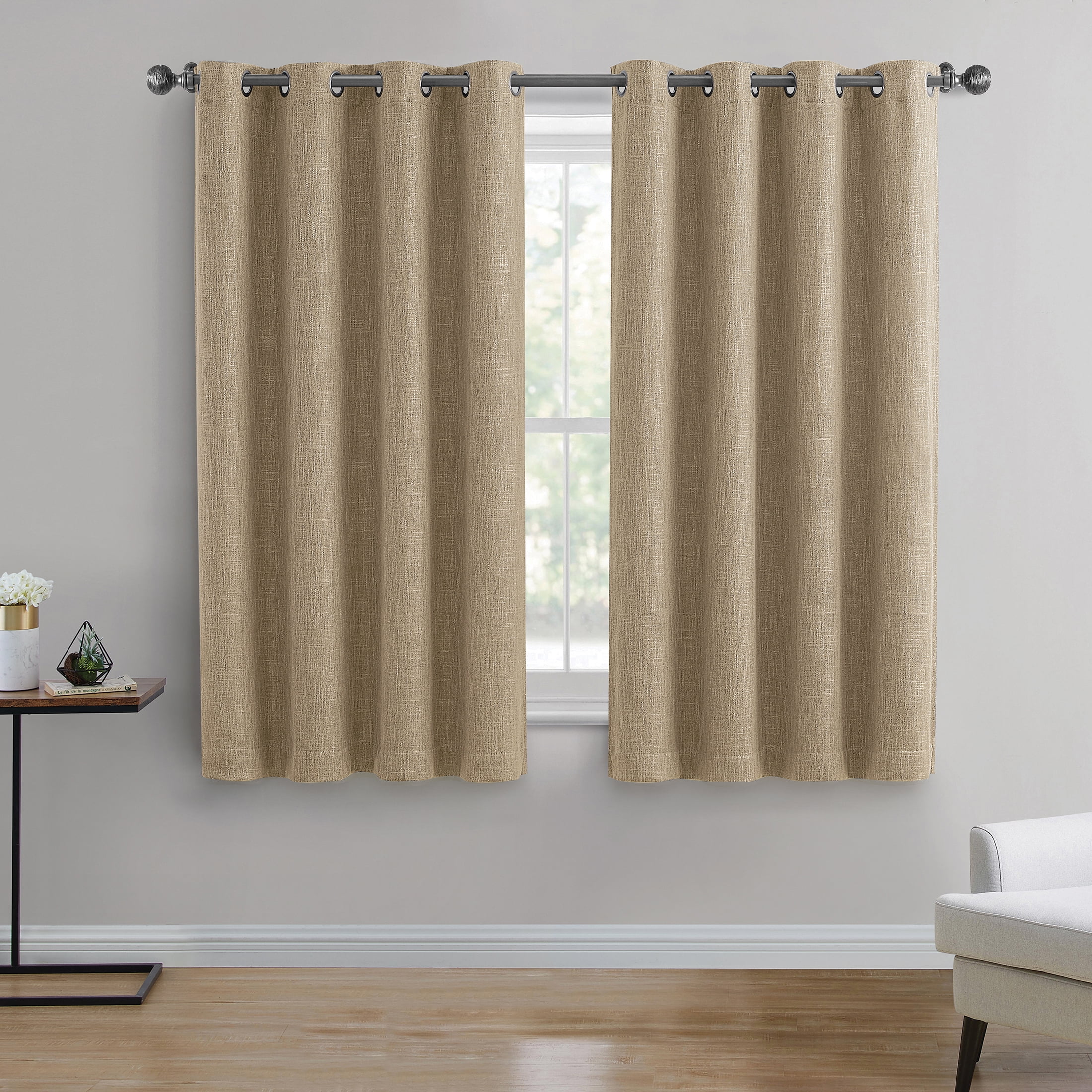 Better Homes & Gardens Solid Woven Textured Grommet Blackout Curtain