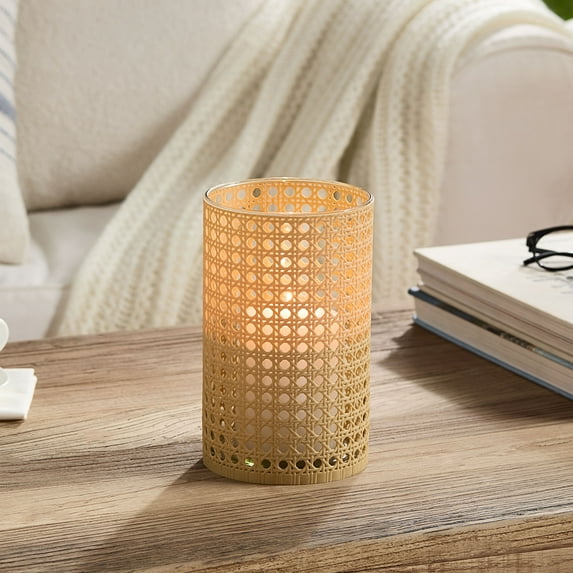 Better Homes & Gardens Wrapped Rattan Glass Hurricane Candle Holder, 8", Medium