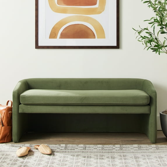 Better Homes & Gardens Wyatt 50" Velvet Accent Bench, Olive