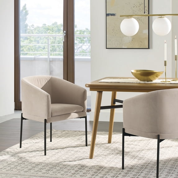 Better Homes & Gardens Wyatt Velvet Dining Chairs, Beige, 2 Pack
