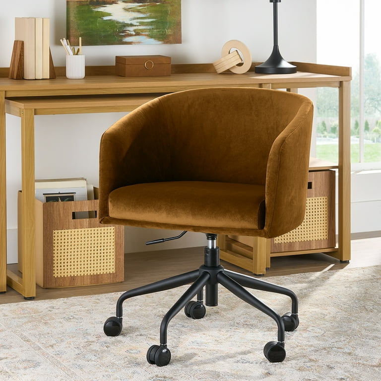 Better Homes Gardens Wyatt Velvet Office Chair Ochre Walmart