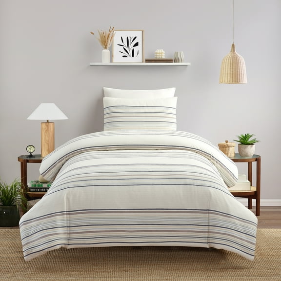 Better Homes & Gardens 2-Piece Blue Yarn Dye Stripe Comforter Set, Blue, Twin/Twin XL, All Ages