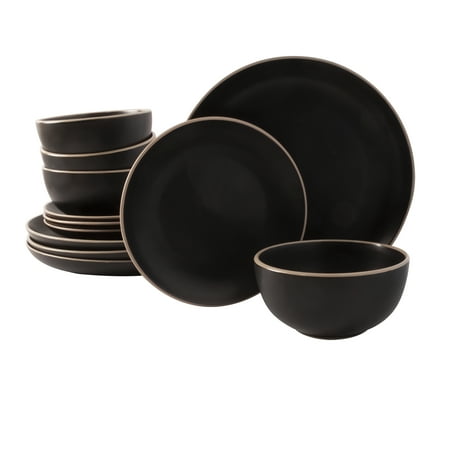Better Homes & Gardens Zuri Matte Black 12-Piece Dinnerware Set