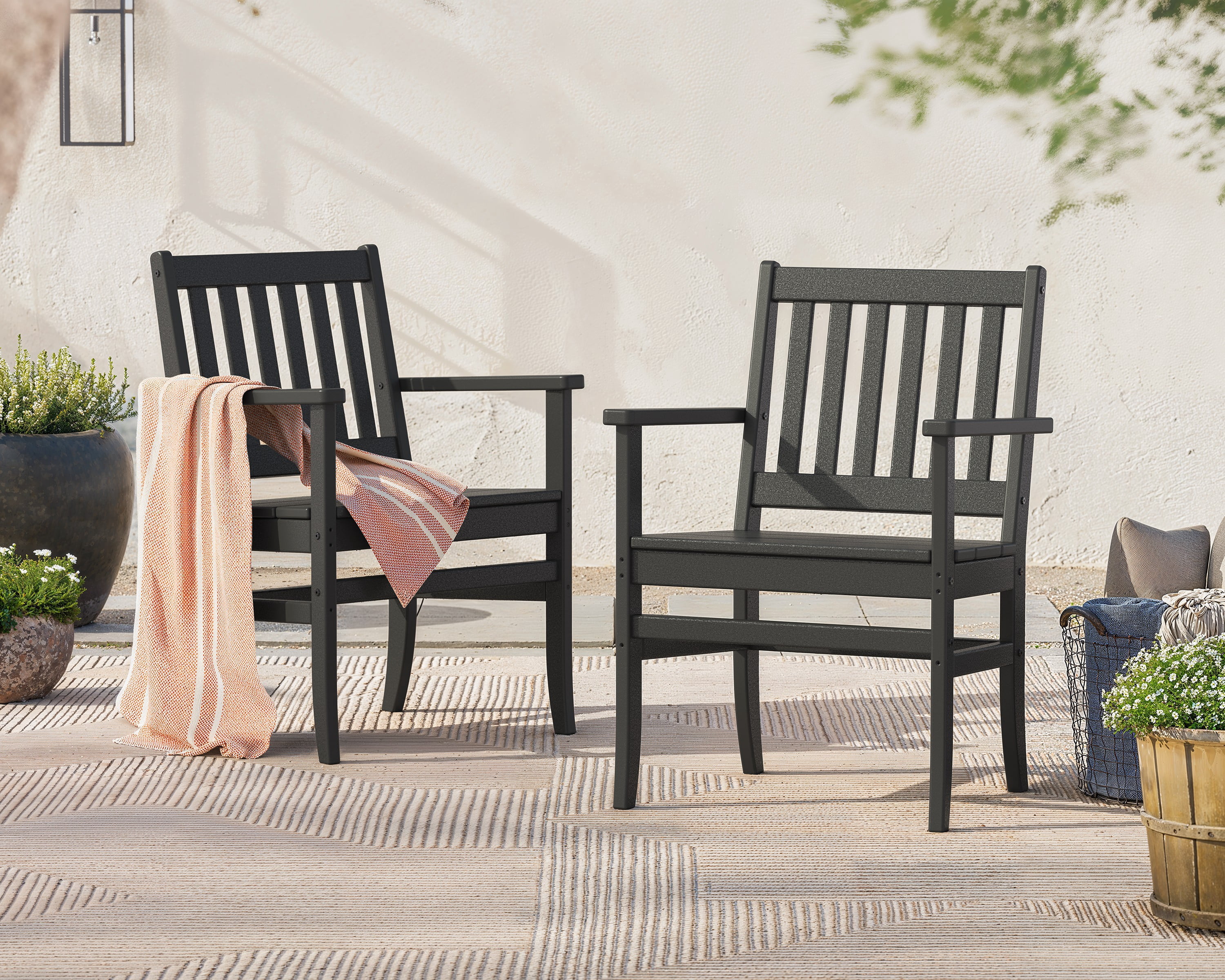 Better Homes & Gardens by POLYWOOD Southlake Outdoor Dining Arm Chair (2 Chairs) in Black