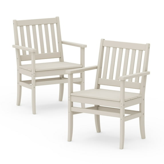 Better Homes & Gardens Southlake Outdoor Dining Arm Chair (2 Chairs), All-Weather HDPE, Patio Seat, Sand