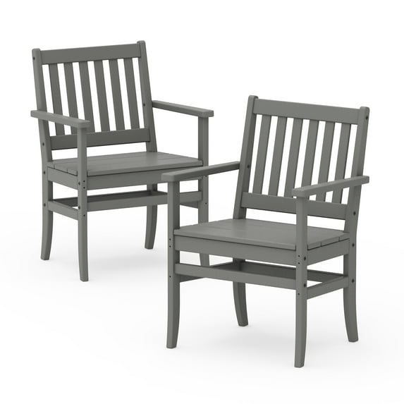 Better Homes & Gardens Southlake Outdoor Dining Arm Chair (2 Chairs), All-Weather HDPE, Patio Seat, Slate Gray