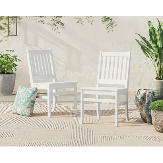 Better Homes & Gardens by POLYWOOD Southlake Outdoor Dining Side Chair (2 Chairs), All-Weather HDPE, Patio Seat, White