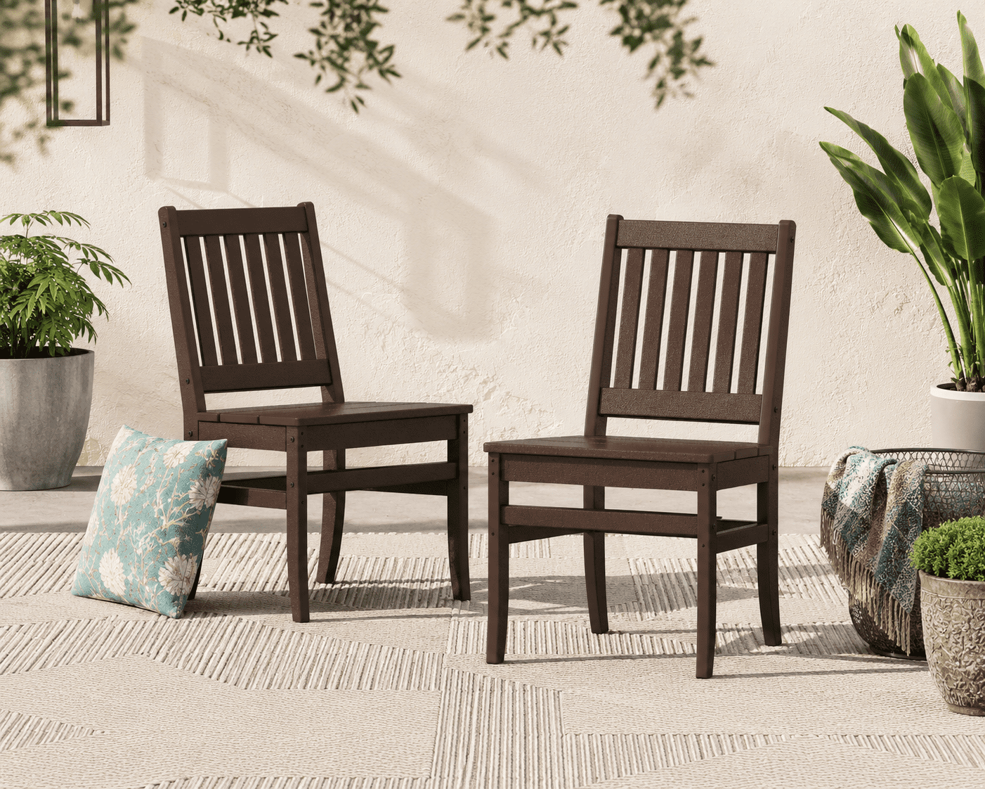 Better Homes & Gardens by POLYWOOD Southlake Outdoor Dining Side Chair (2 Chairs), All-Weather HDPE, Patio Seat, Mahogany
