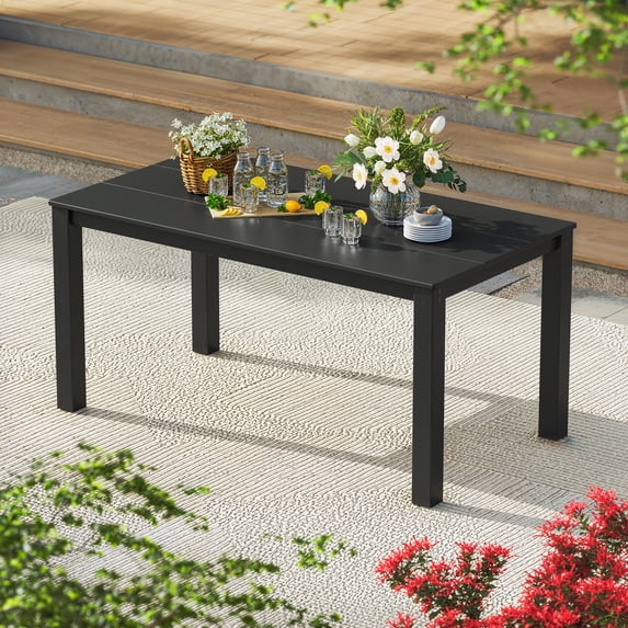 Better Homes & Gardens Southlake 34" x 64" Outdoor Dining Table, All-Weather HDPE, Patio, Black