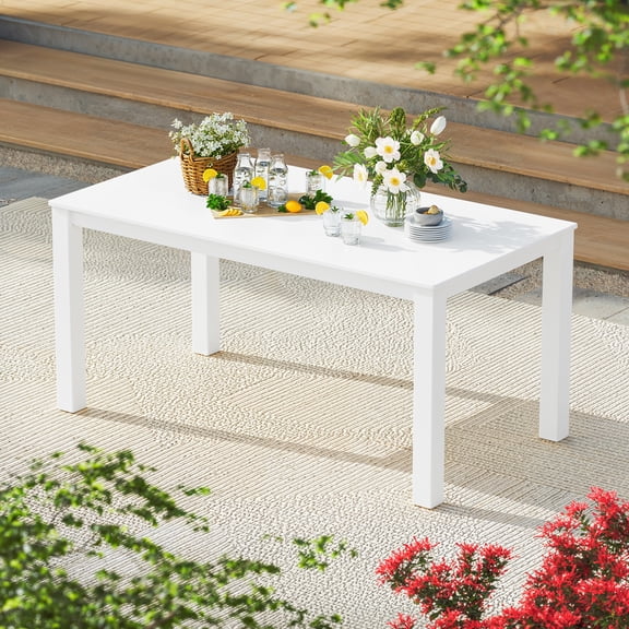 Better Homes & Gardens by POLYWOOD Southlake 34" x 64" Outdoor Dining Table, All-Weather HDPE, Patio, White