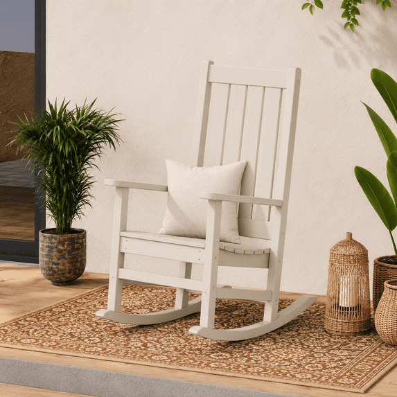 Better Homes & Gardens by POLYWOOD Southlake Outdoor Rocking Chair, All-Weather HDPE, Patio Seat, Sand