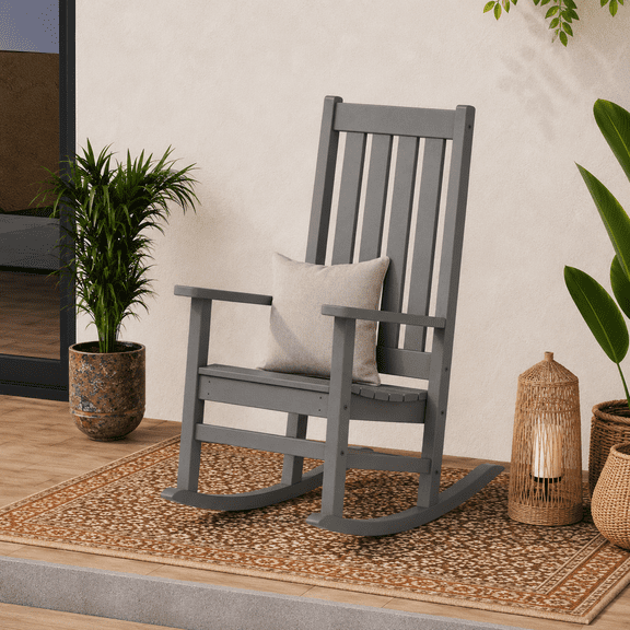 Better Homes & Gardens by POLYWOOD Southlake Outdoor Rocking Chair, All-Weather HDPE, Patio Seat, Slate Grey