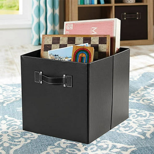 Better Homes & Gardens faux leather cube storage bins (12.75" x 12.75"), set of 2, multiple colors