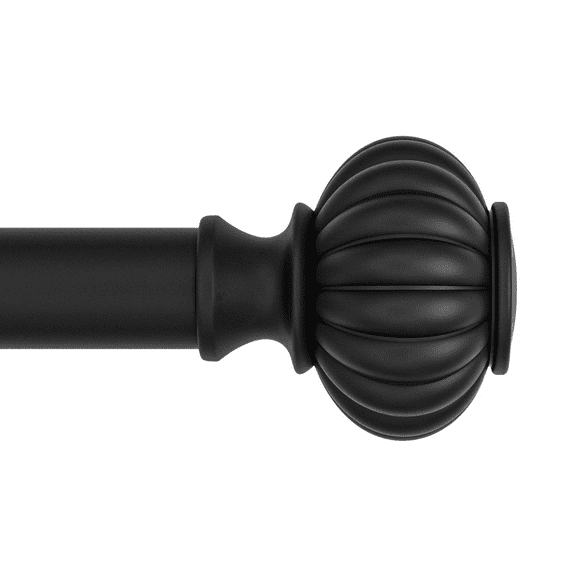 Better Homes and Gardens 1" Matte Black Ribbed Knob Adjustable Single Rod Set, 42"-120"