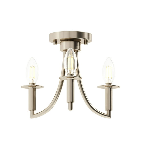 Better Homes & Gardens 12.75 in Satin Nickel 3 Light Semi Flush and Modern Convertible Pendant